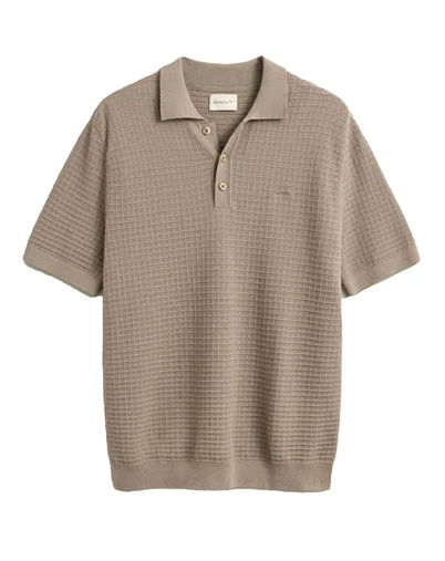 Gant - Cotten Texture Polo - Mist Taupe